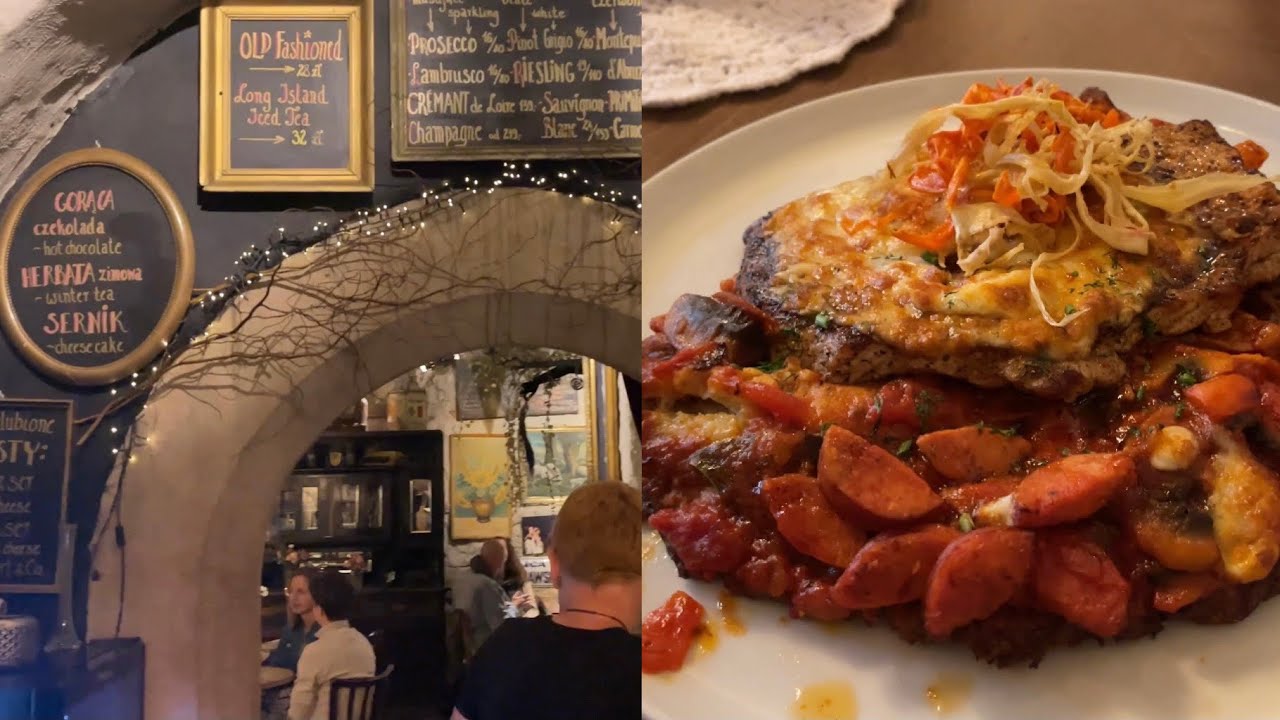 Pod Baranami, historic cellar pub theater in KRAKOW | Czerwone Korale, for a GIANT potato pancake!
