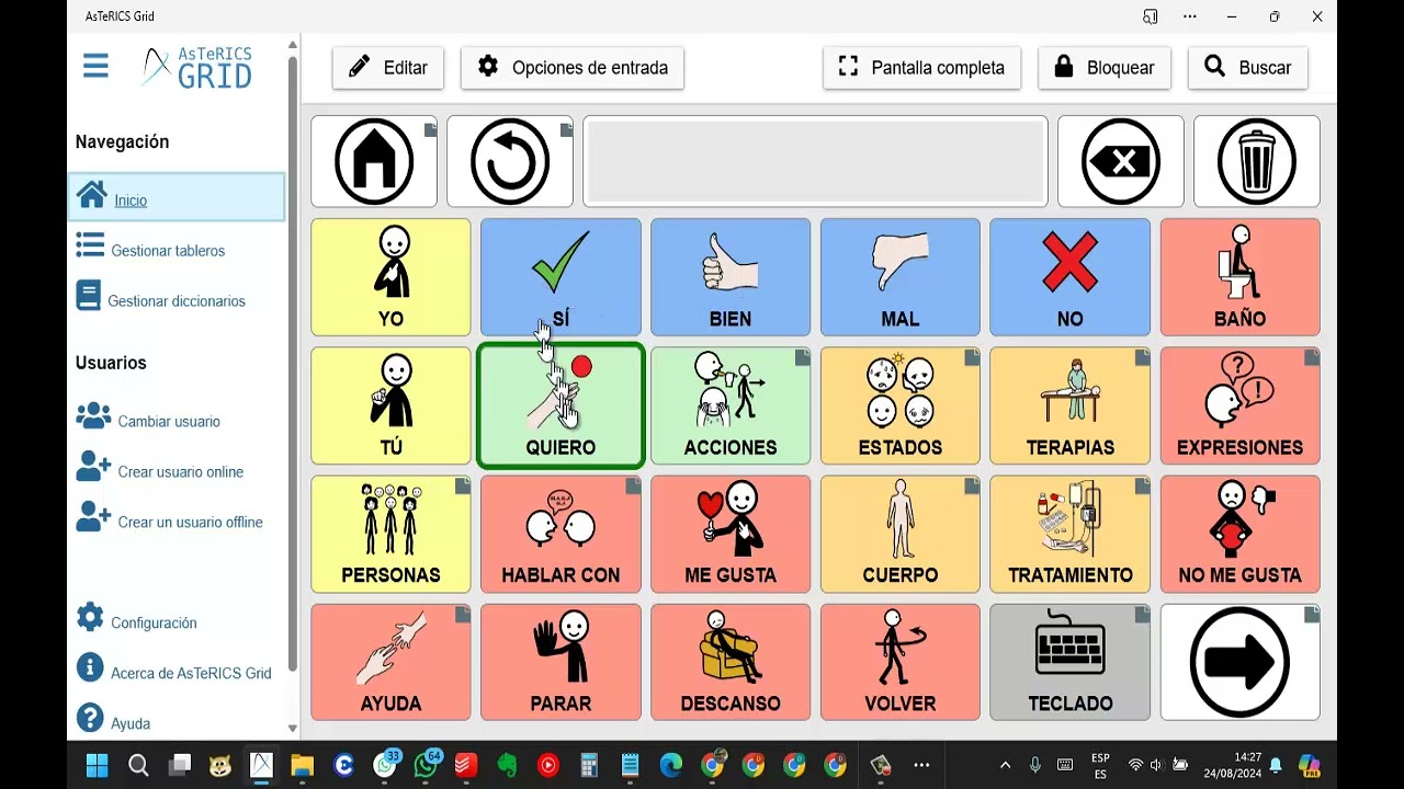 Asterics GRID - Activar Superposición EyeTracker