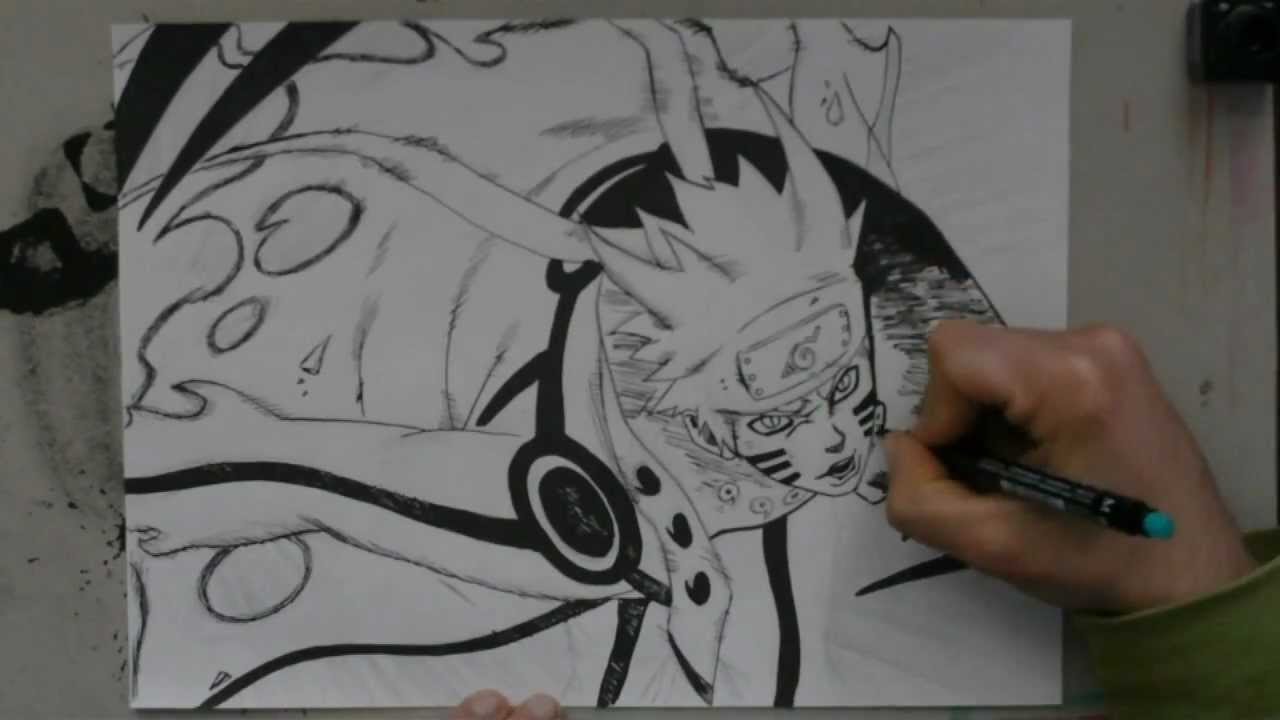 Speed drawing Naruto Bijuu Mode -Naruto-