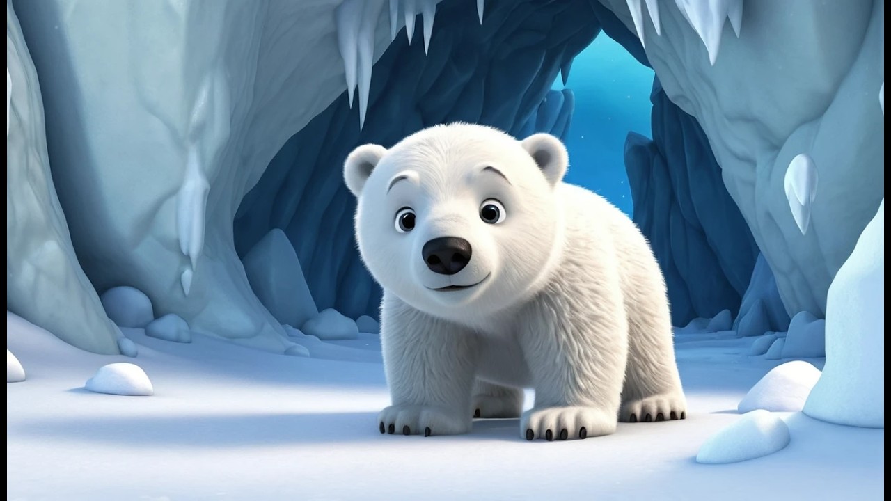 Un ourson polaire se cache dans une grott