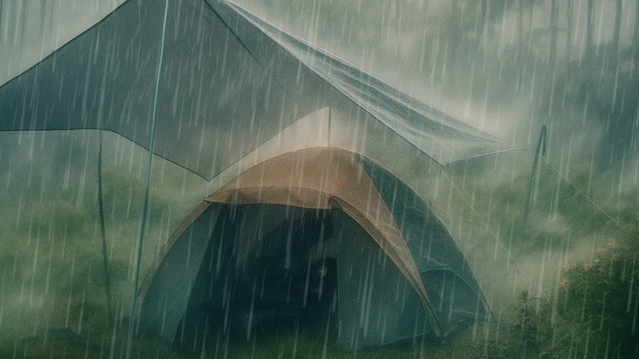 Extreme Windstorm‼️SOLO CAMPING IN HEAVY RAIN WITH THUNDERSTORM