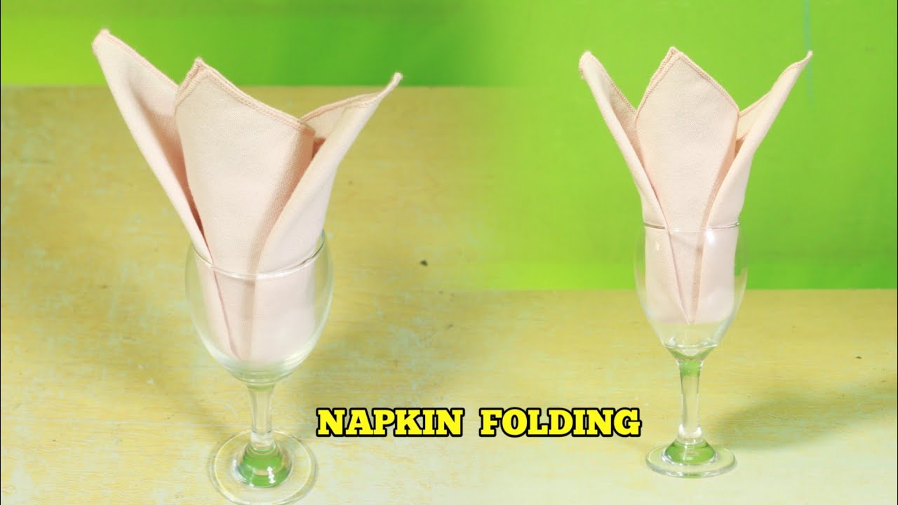 CARDINAL HAT TABLE NAPKIN FOLDING IN THE GLASS 