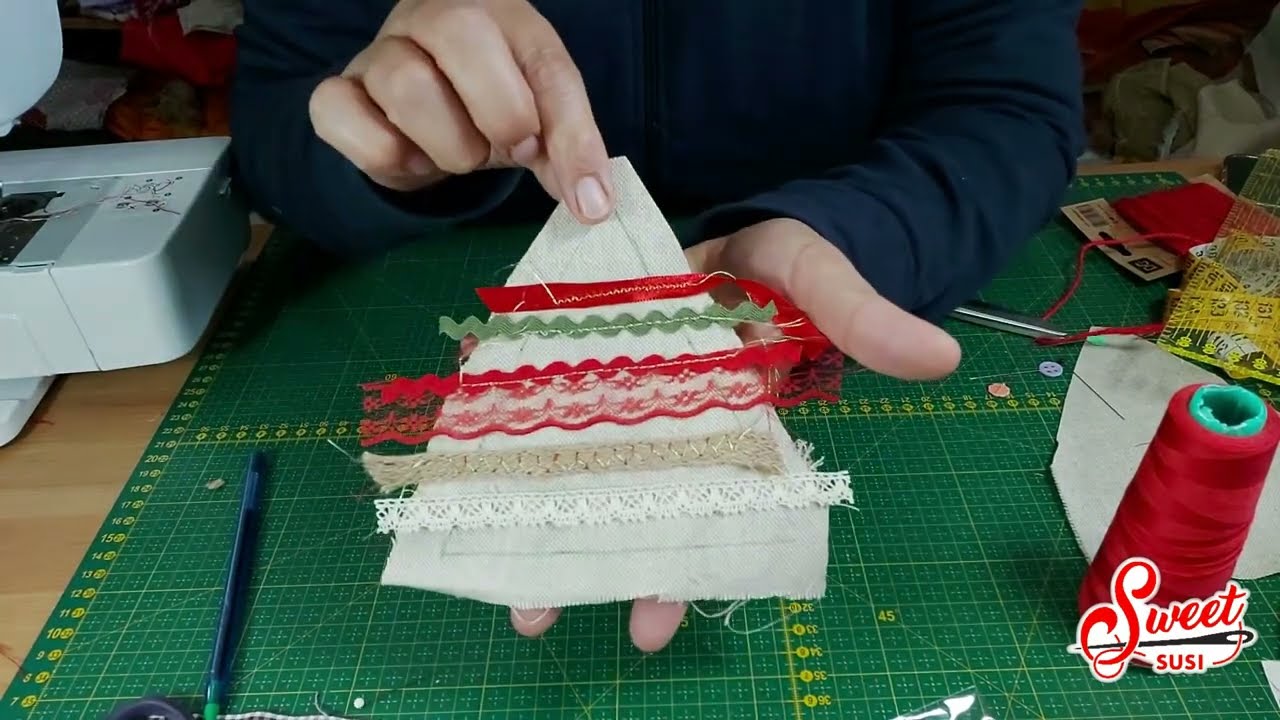 Bellissima IDEA | Alberelli NATALE con ritagli di stoffa e nastri | modello GRATIS #susi800
