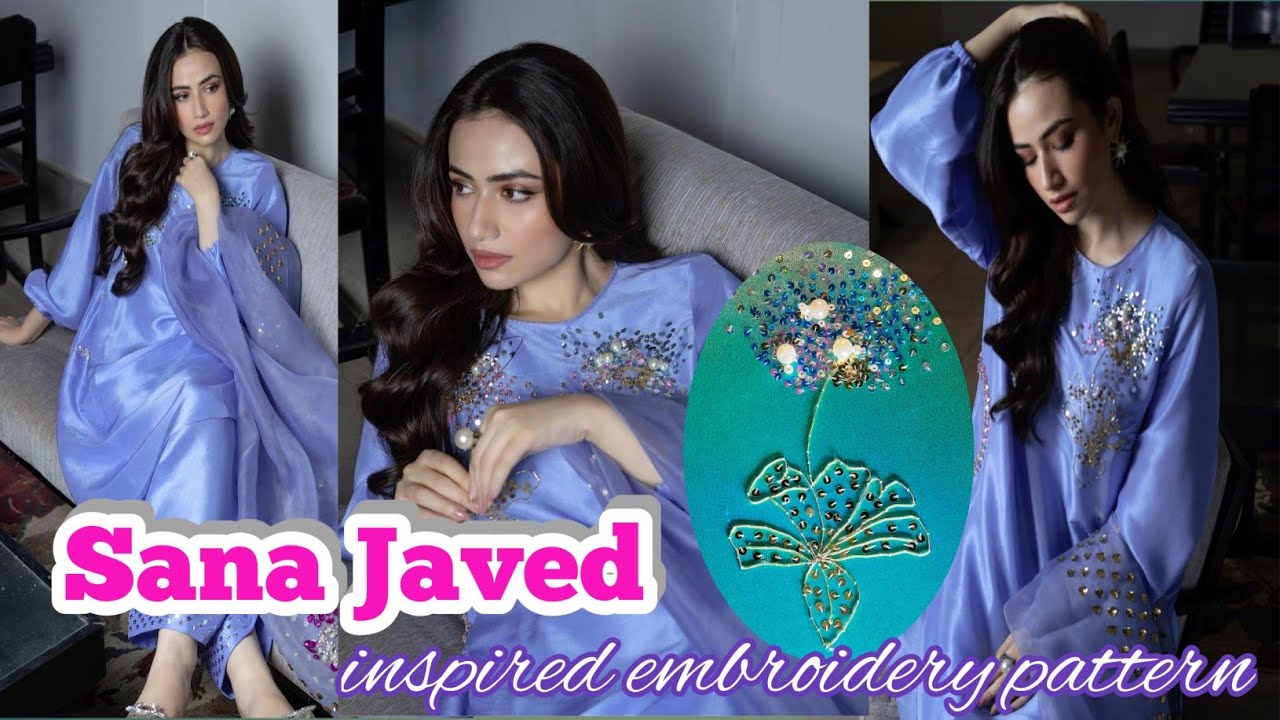 Sana javed inspired embroidery pattern✨️beads embroidery design✨️hand work design