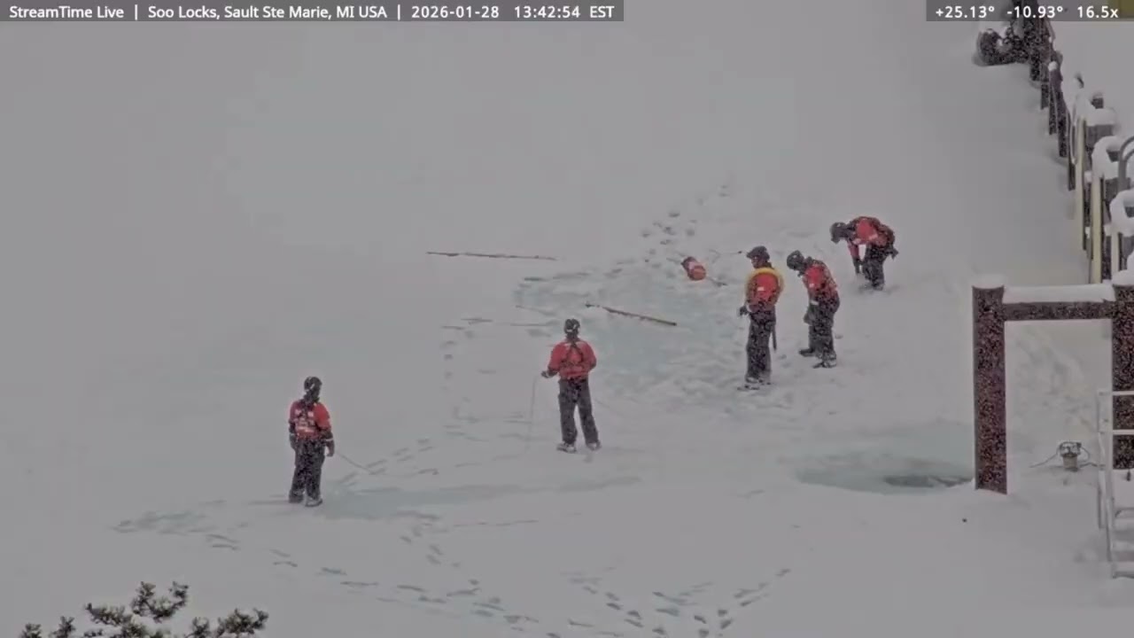 USCG Training in Winter Weather Water Rescue (WWWR) at the Soo on Jan 28th, 2026