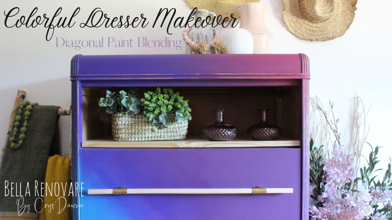 How To Diagonal Blend Paint On Furniture | Repurposing An Old Chest Of Drawers With  Bella Renovare