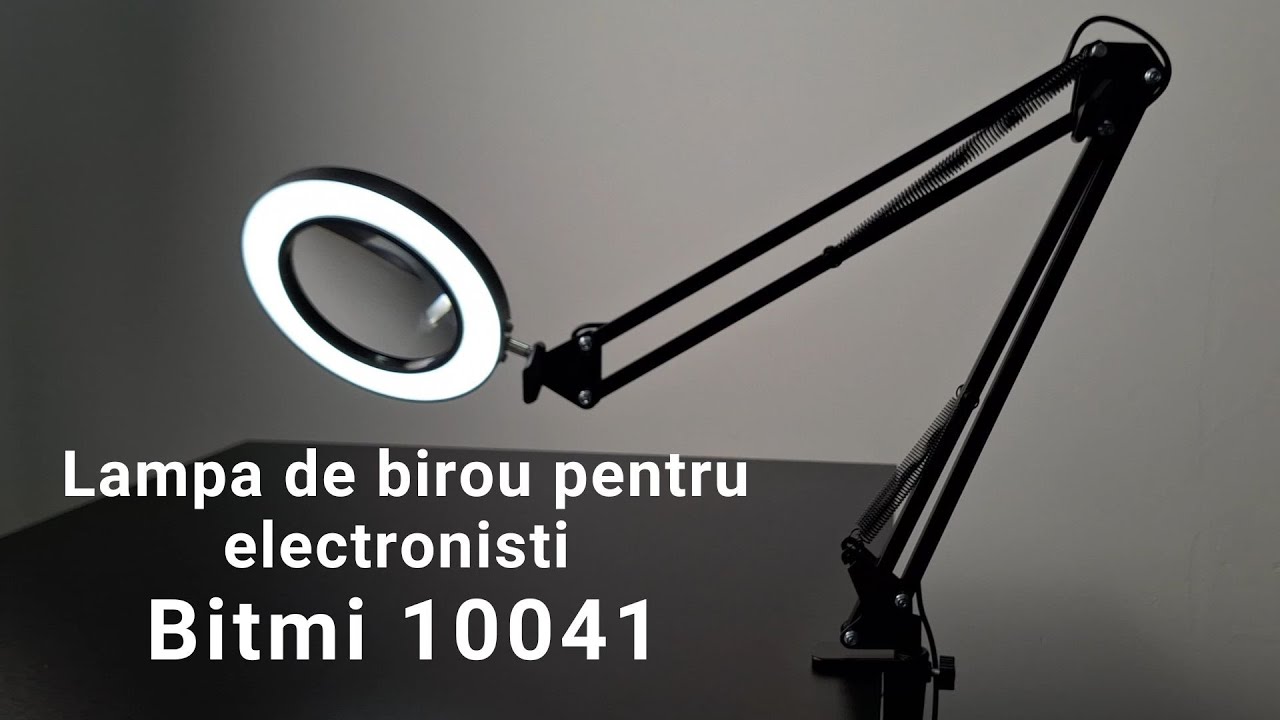 Lampa de birou pentru electronisti cu lumina LED si lupa 5X, Bitmi 10041 | Bitmi.ro ✅