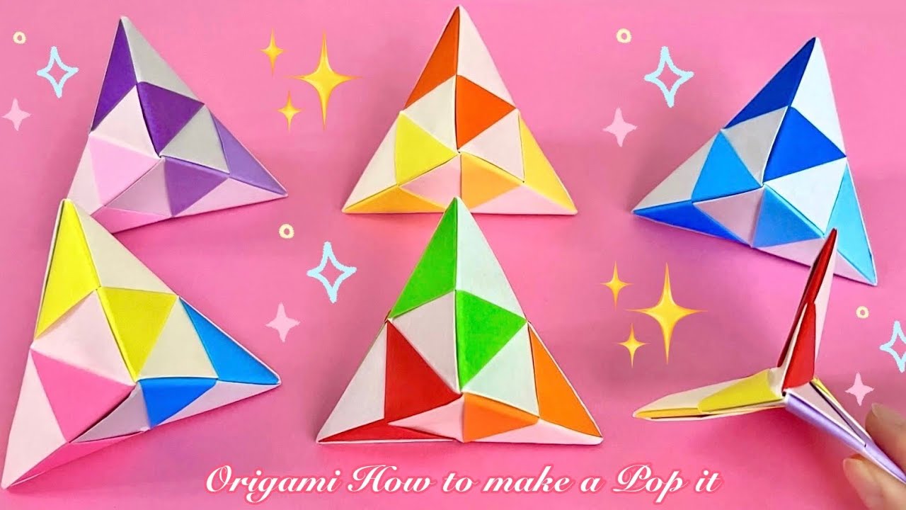 【簡単折り紙】三角プッシュポップの折り方 押して遊べる！ Origami POP IT fidget toy 遊べる 可愛い 工作 Paper Craft DIY