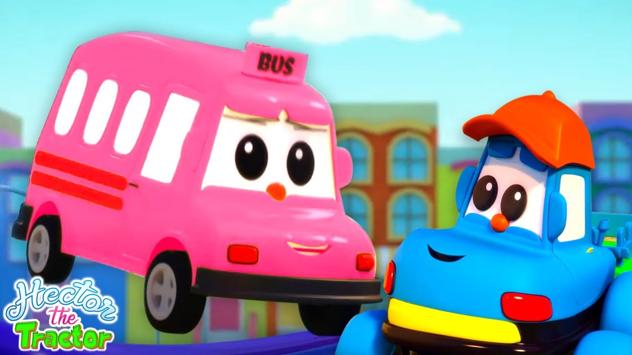 Wheels On The Bus Song, Cartoon Videos by Hector the Tractor, Nursery Rhymes