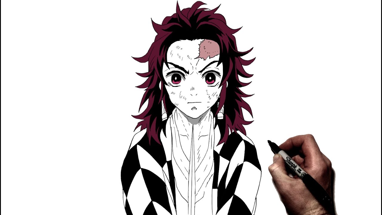 How to Draw Tanjiro (Long Hair) | Step By Step | Demon Slayer