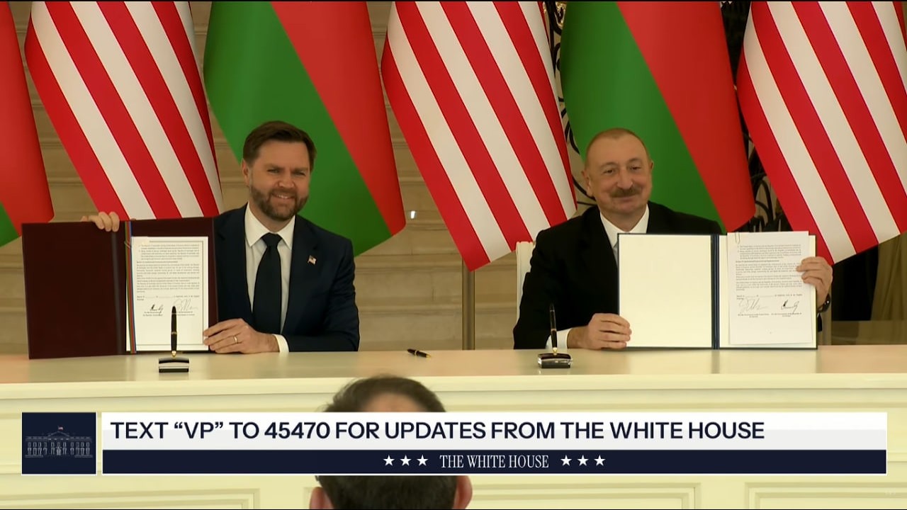 Vice President JD Vance Delivers Remarks with President Ilham Aliyev of Azerbaijan