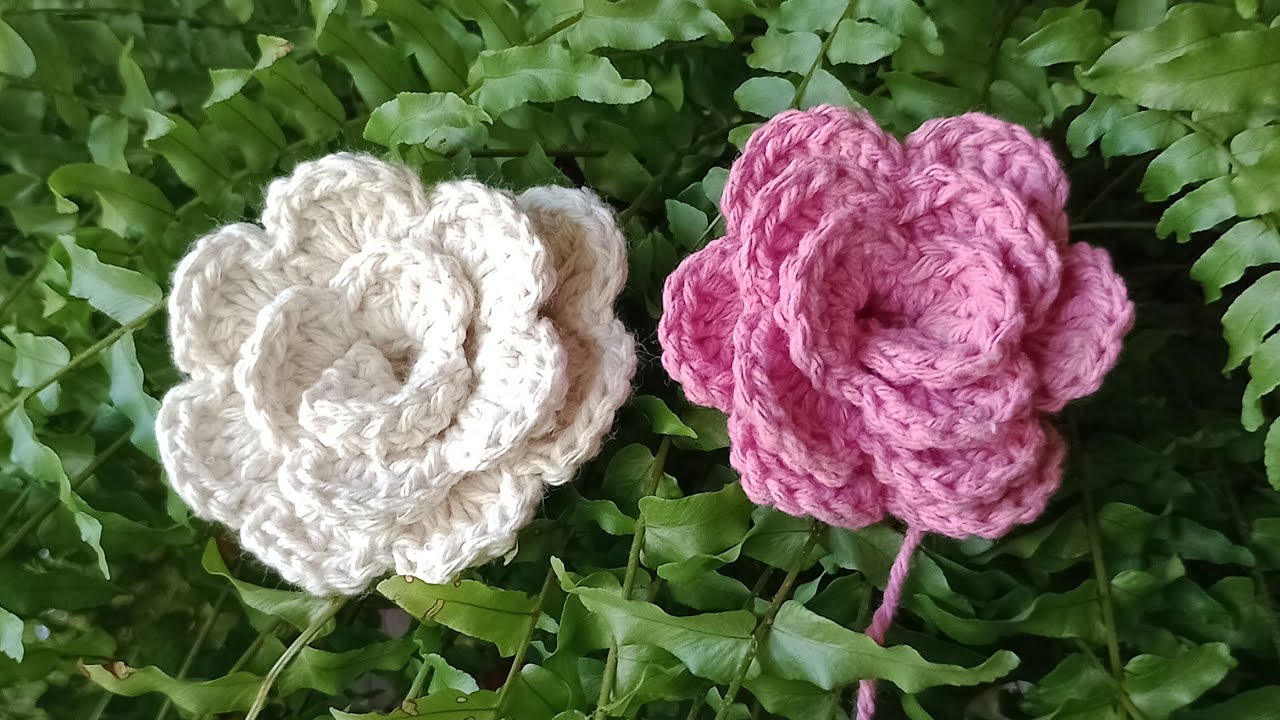 Flor ou Rosa enrolada de Crochê