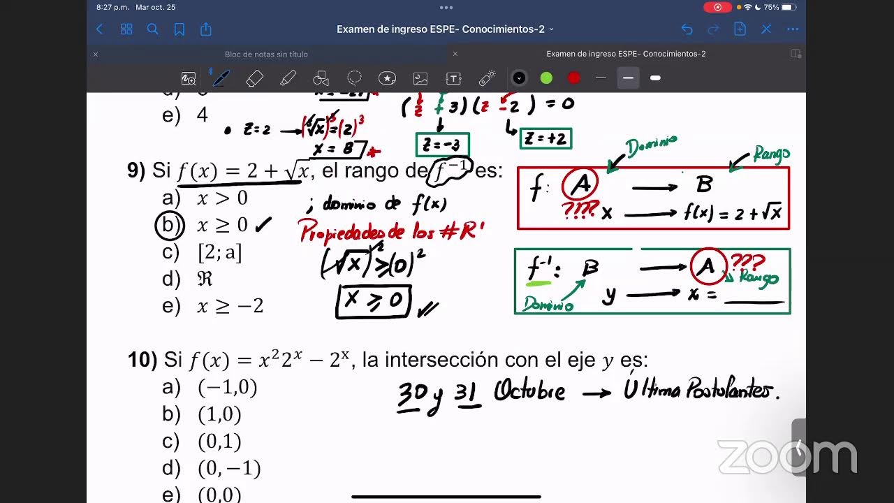 Resolución examen de admisión ESPE- Parte 1