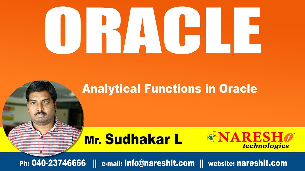 Oracle Tutorials | Analytical Functions in Oracle | by Mr.Sudhakar L