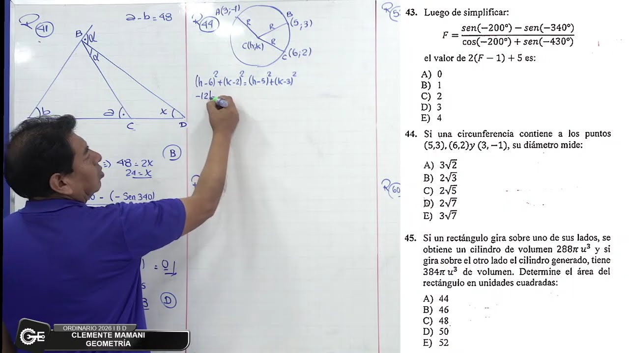🎥✨ Resolución GEOMETRÍA - TRIGONOMETRÍA Examen Ordinario UNT 2026 I – Áreas B y D