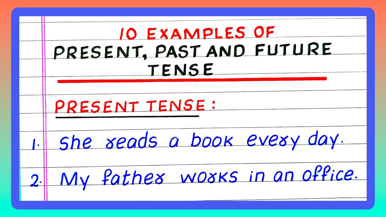 Examples of Present Past and Future Tense | 10 sentences Present Past and Future Tense