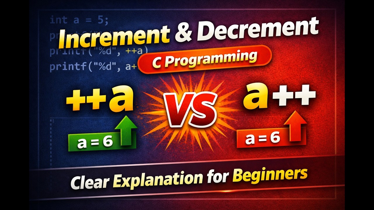 Increment and Decrement Operators in C | Pre vs Post ++ and -- Explained with Examples #clanguage