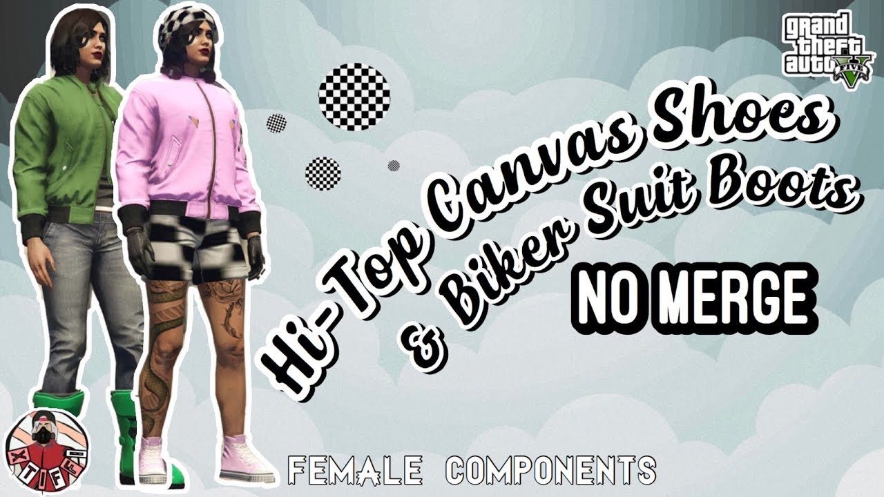 GTA5 | Female Components: Hi-Top Canvas Shoes & Biker Boots w/different bottoms (NO MERGE!)