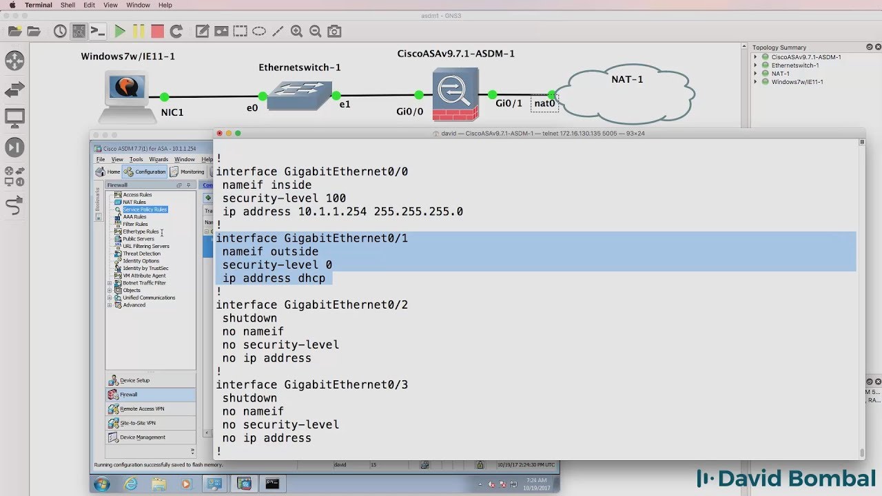 GNS3, Cisco ASA and ASDM: Configure VIRL ASAv firewall with GNS3 and ASDM (Part 3)