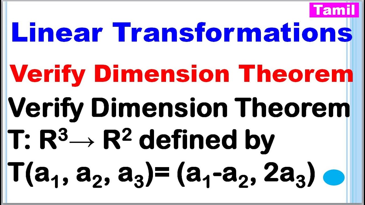 MA25C02 | MA3355 | Dimension Theorem in Linear Algebra | Dimension Theorem Problems in Tamil