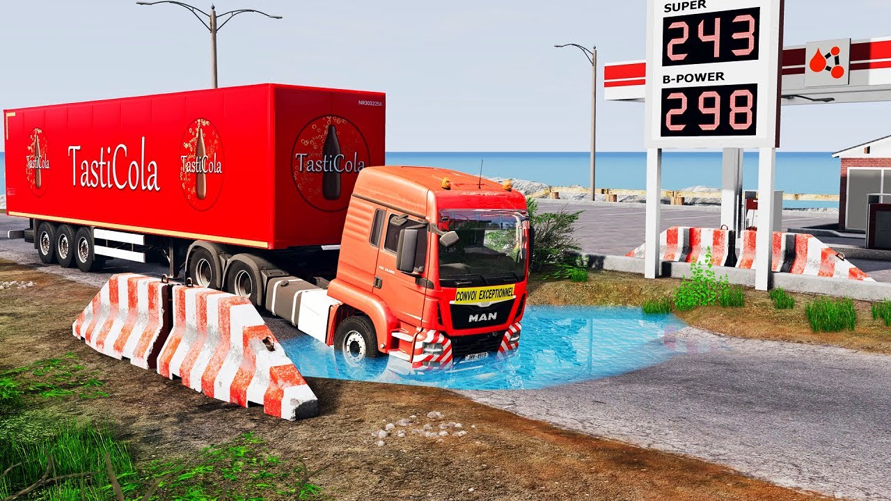 TRUCKS VS WATER PIT | BeamNG Drive