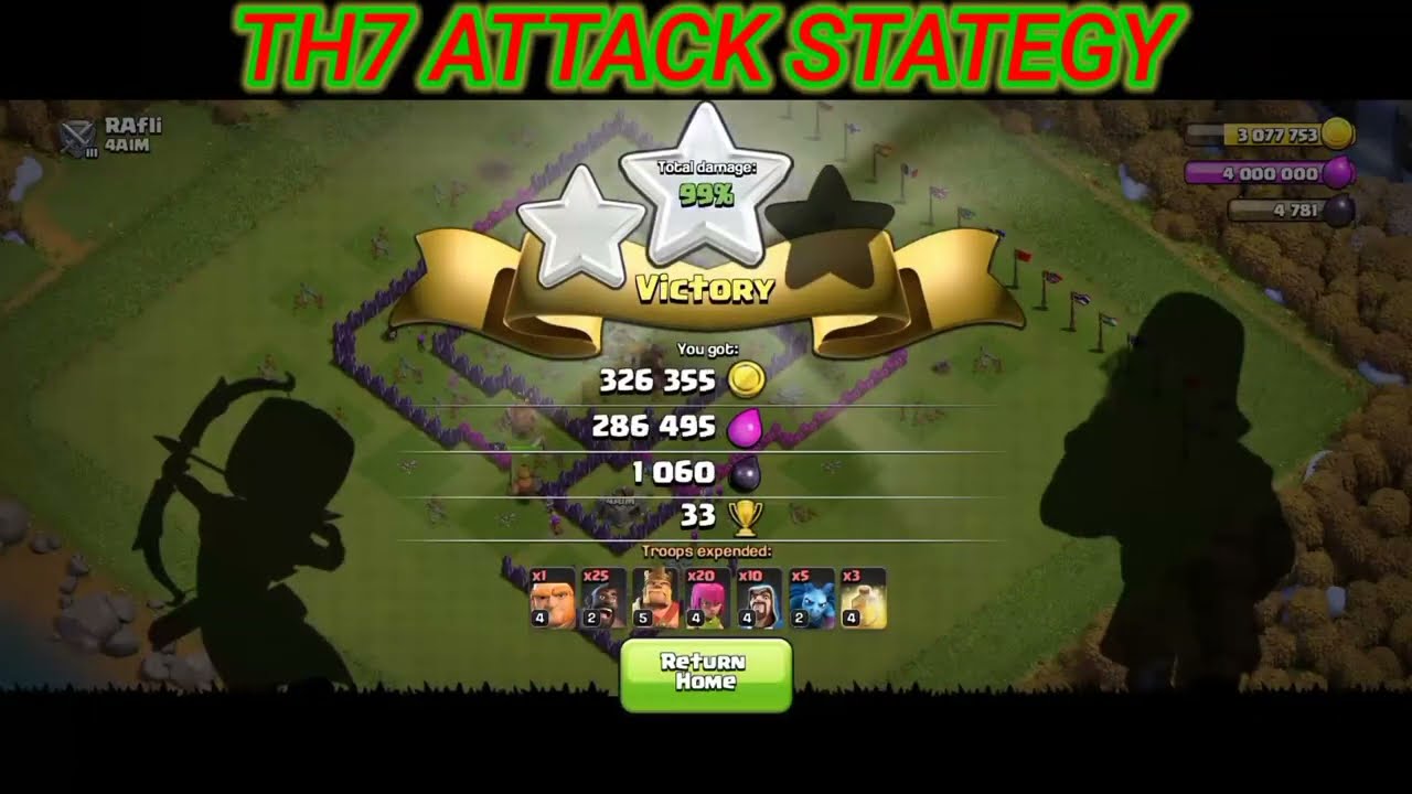 Town Hall 7 | Best attack strategy | with Hog Riders | Without Clan Castle Troops