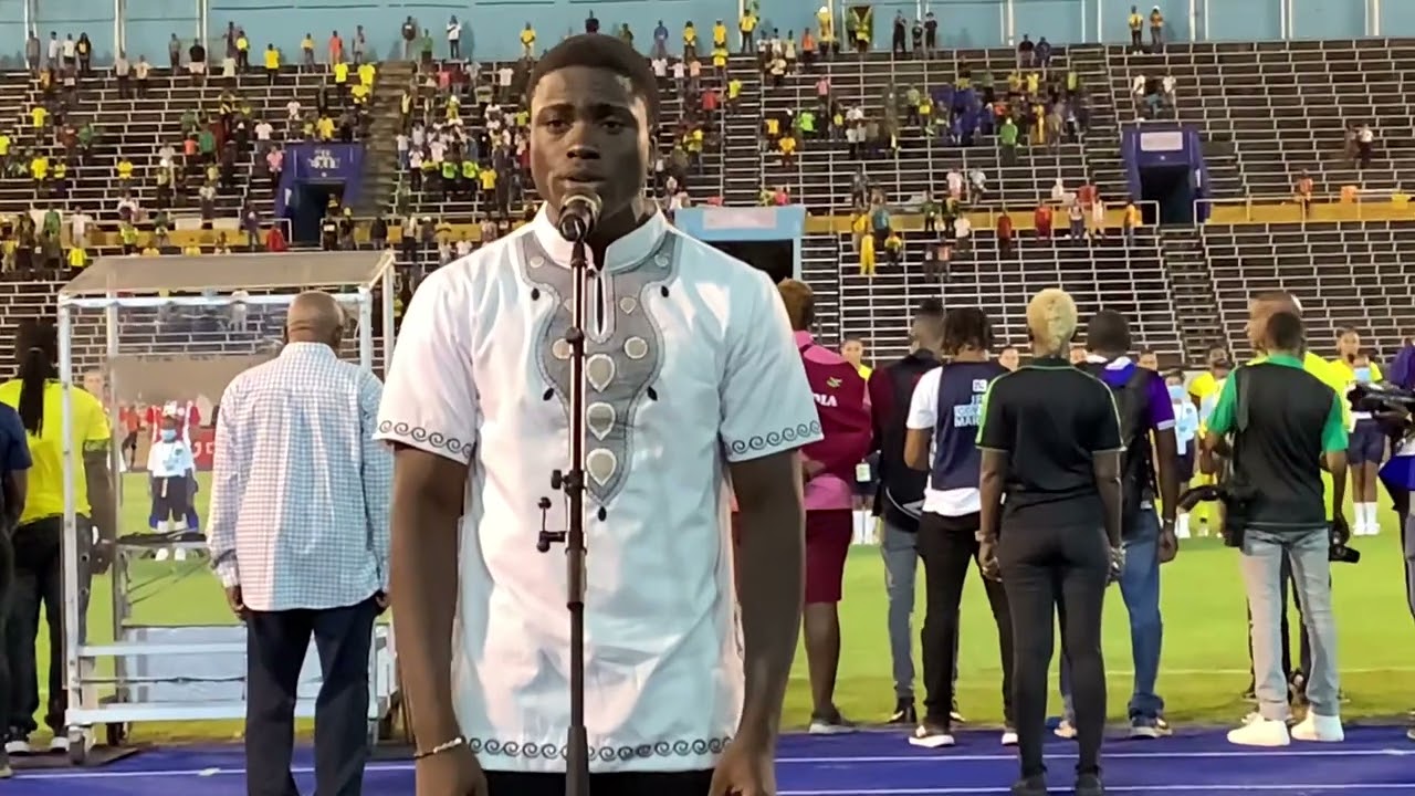 Rising Star winner - Mozein Sutherland sing The National Anthem of Jamaica @SanzyLifestyleMedia