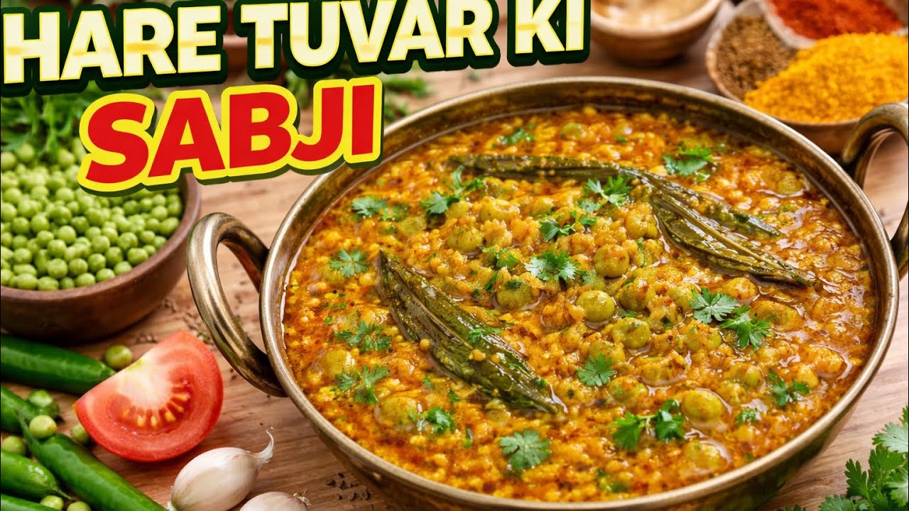 ढाबे जैसी हरे तुवर दाने की सब्ज़ीDhaba Style GreenTuvar Beans Curryढाबा स्पेशल हरी तूरची चविष्ट भाजी