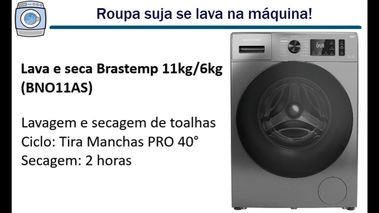 Lava e Seca Brastemp 11kg/6kg BNO11AS lavando e secando toalhas de banho e rosto