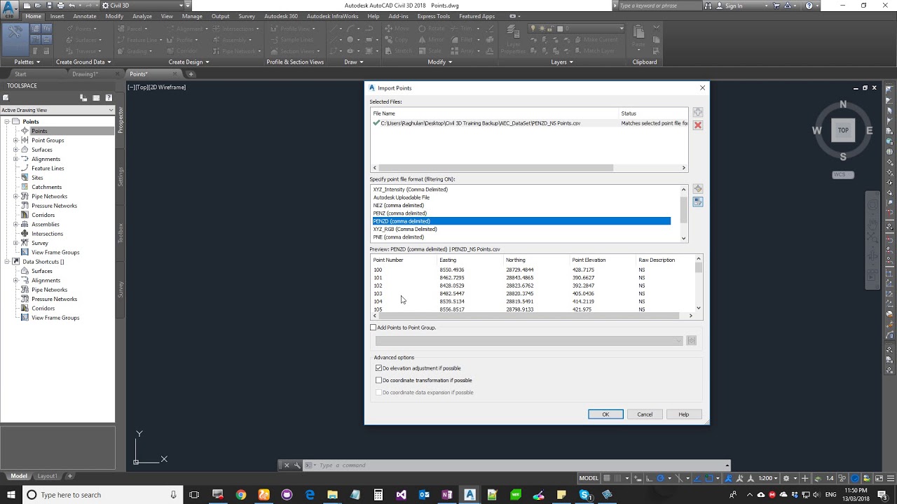 Civil3D Import Points