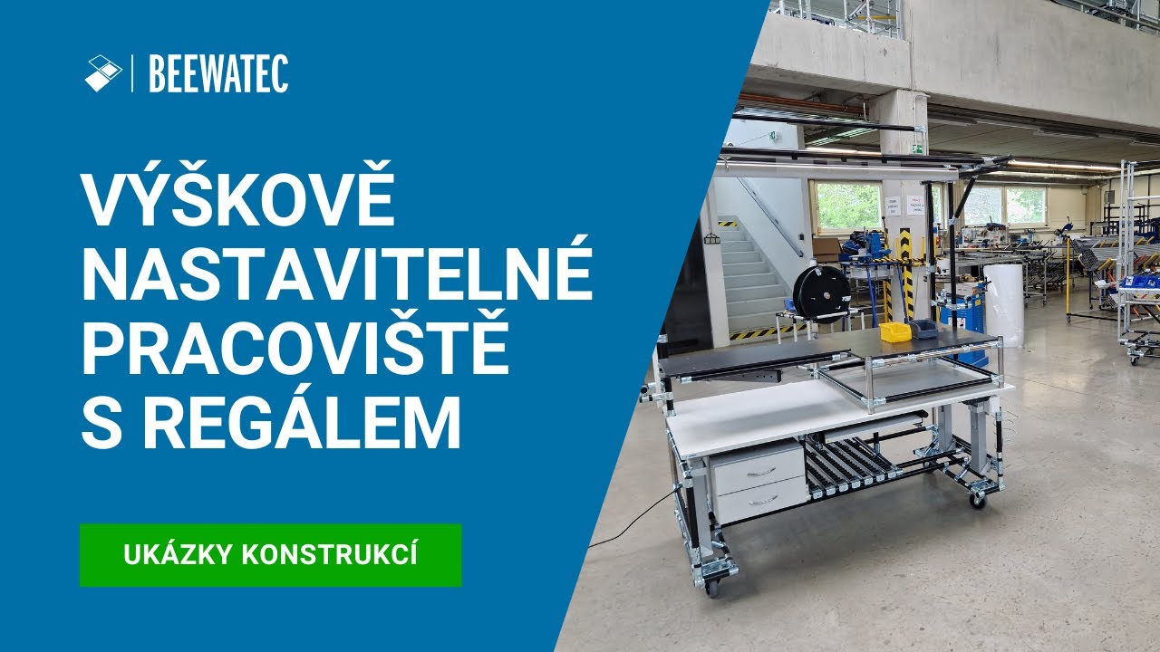 Výškově nastavitelné pracoviště s modulárním regálovým systémem | Chytré průmyslové nastavení