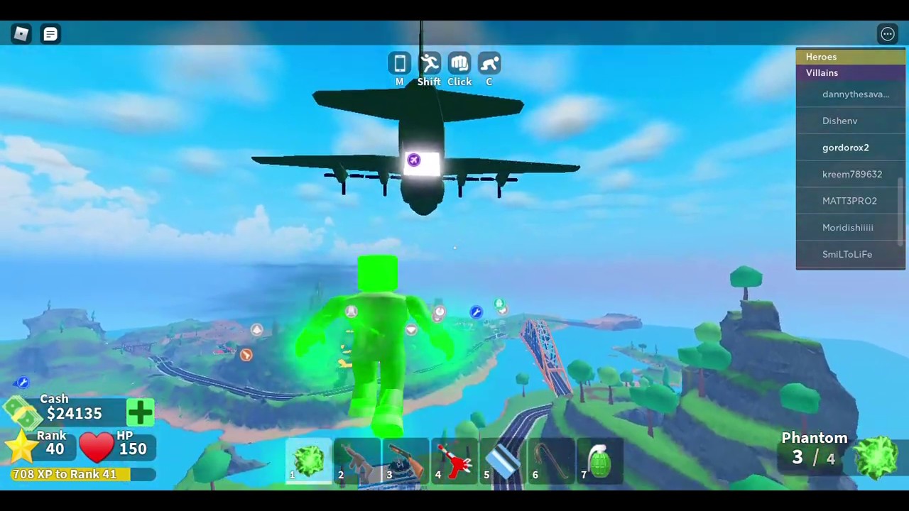 Phantom villain steals airplane on Mad City Roblox