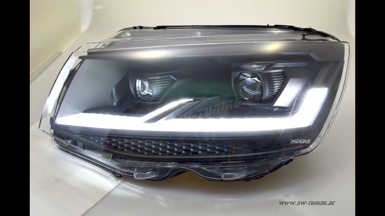 Reflektory SWDRLTube Full LED do VW T6 SG 16-20 LED TFL Lighttube black Edition Upgrade SW-Tuning