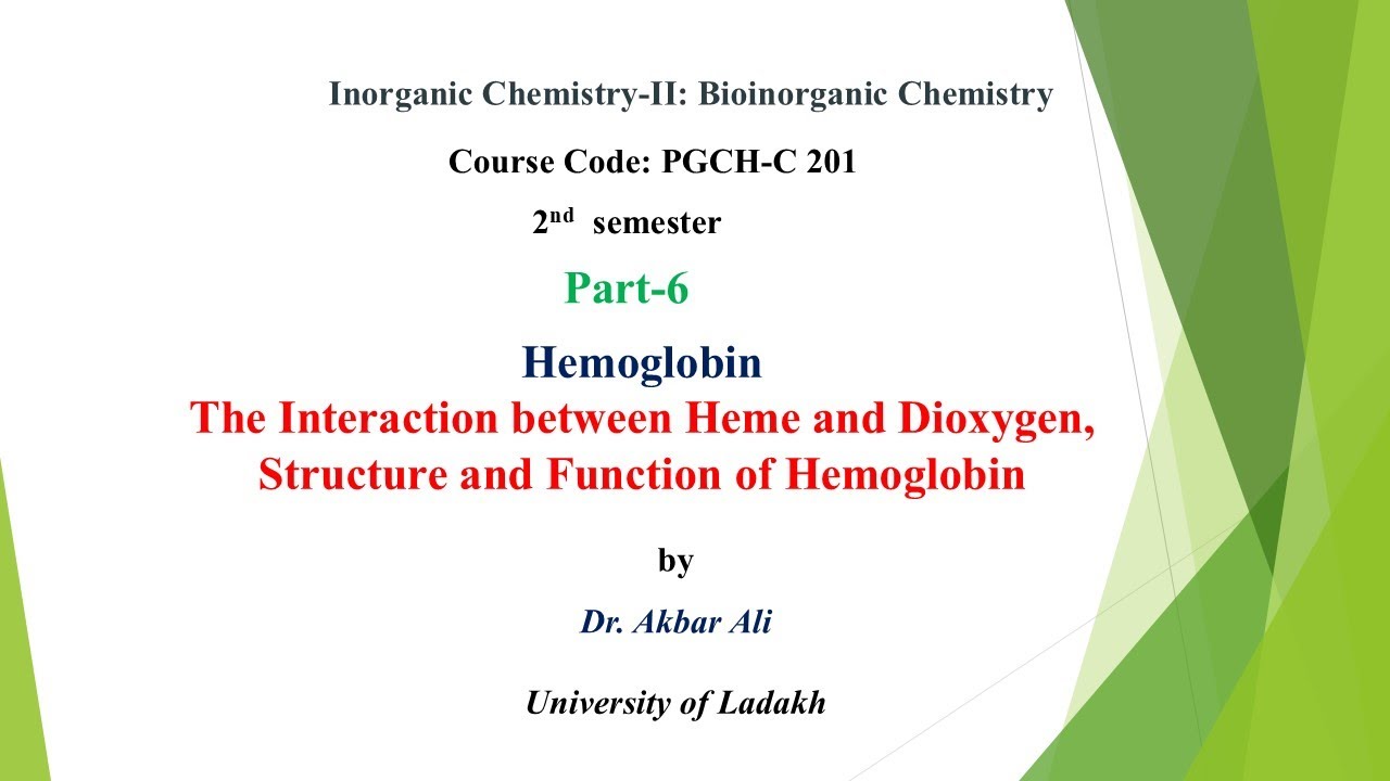 Bioinorganic Chemistry (Part-6): Hemoglobin: Structure, Functions,  Interaction b/w Heme & Dioxygen