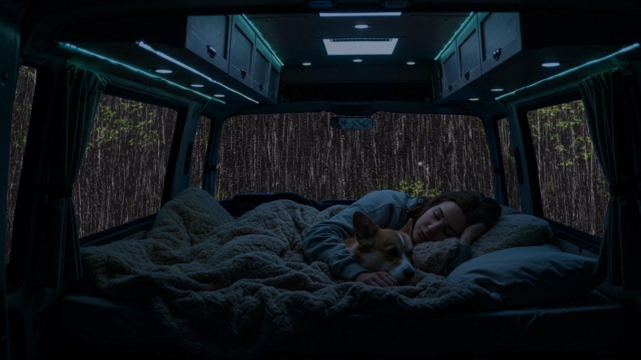Relaxing Rain & Thunder on Cozy Car ⛈ Deep Sleep Sounds, Stress Relief & Peaceful Night Ambience