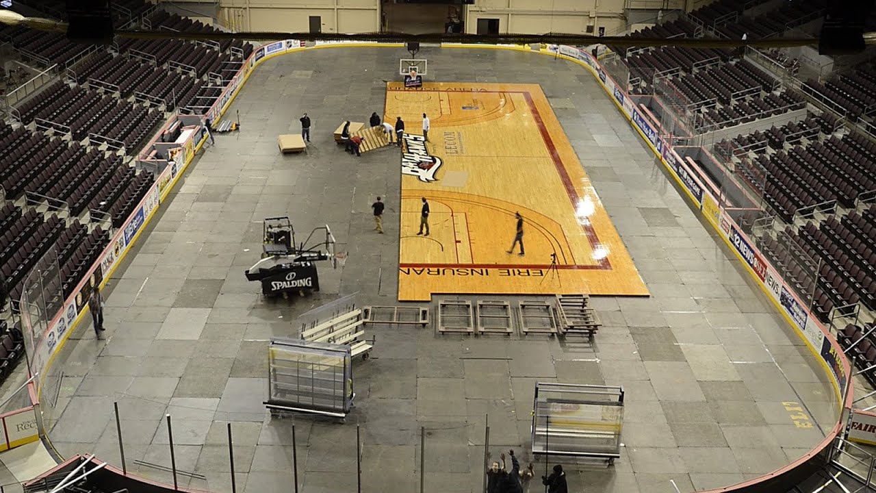 See time-lapse video of an Erie Insurance Arena changeover
