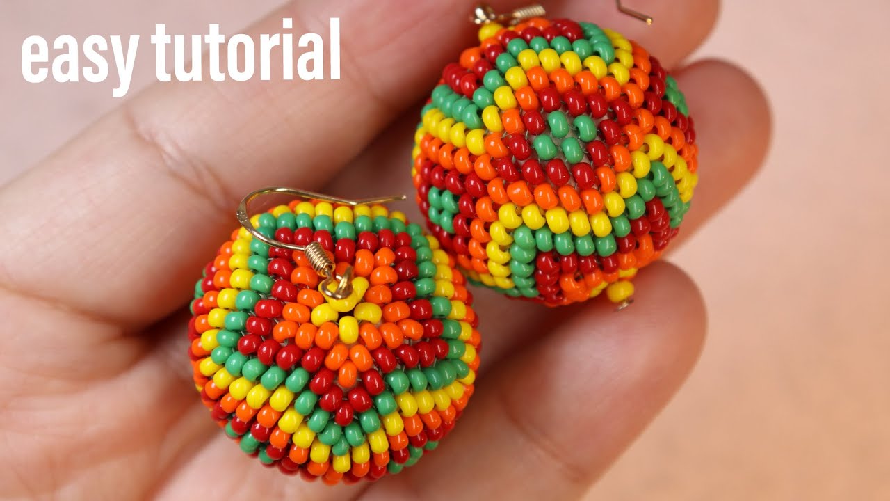 Summer Beaded  Bal Earring ,stylish model for the perfect set/Easy Tutorial for beginners