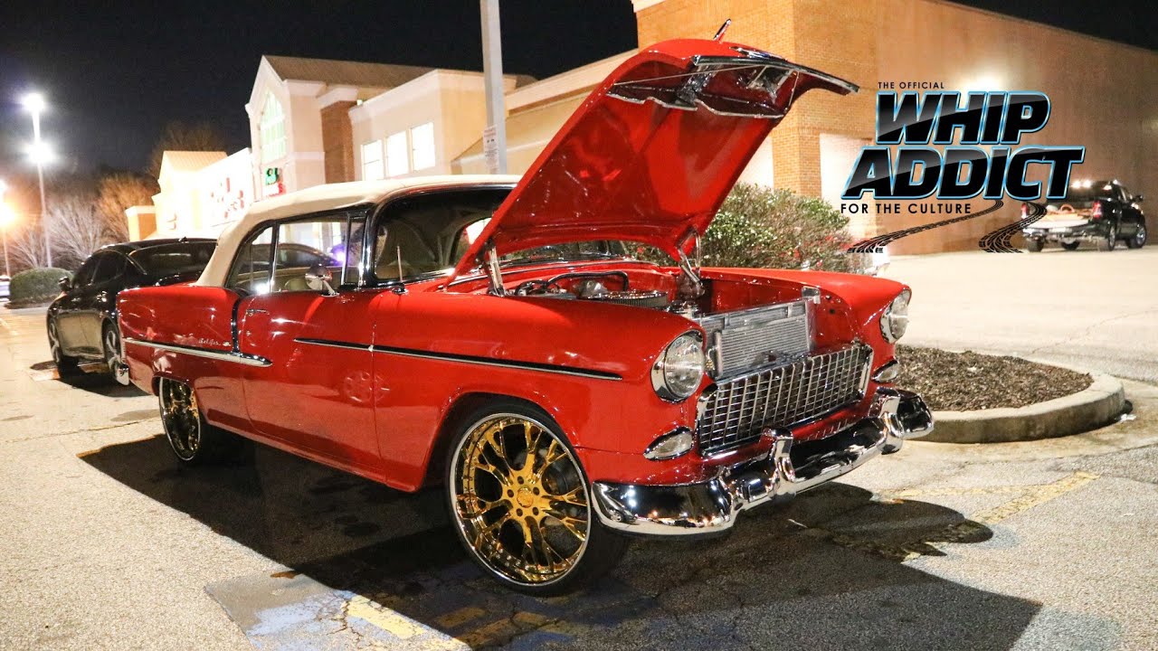 WhipAddict: Red 55' Bel Air Convertible Cream Convertible on 24s, Chrome Small Block, Cream Top