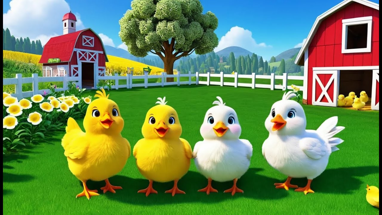 Три цыпленка на ферме по выращиванию марг