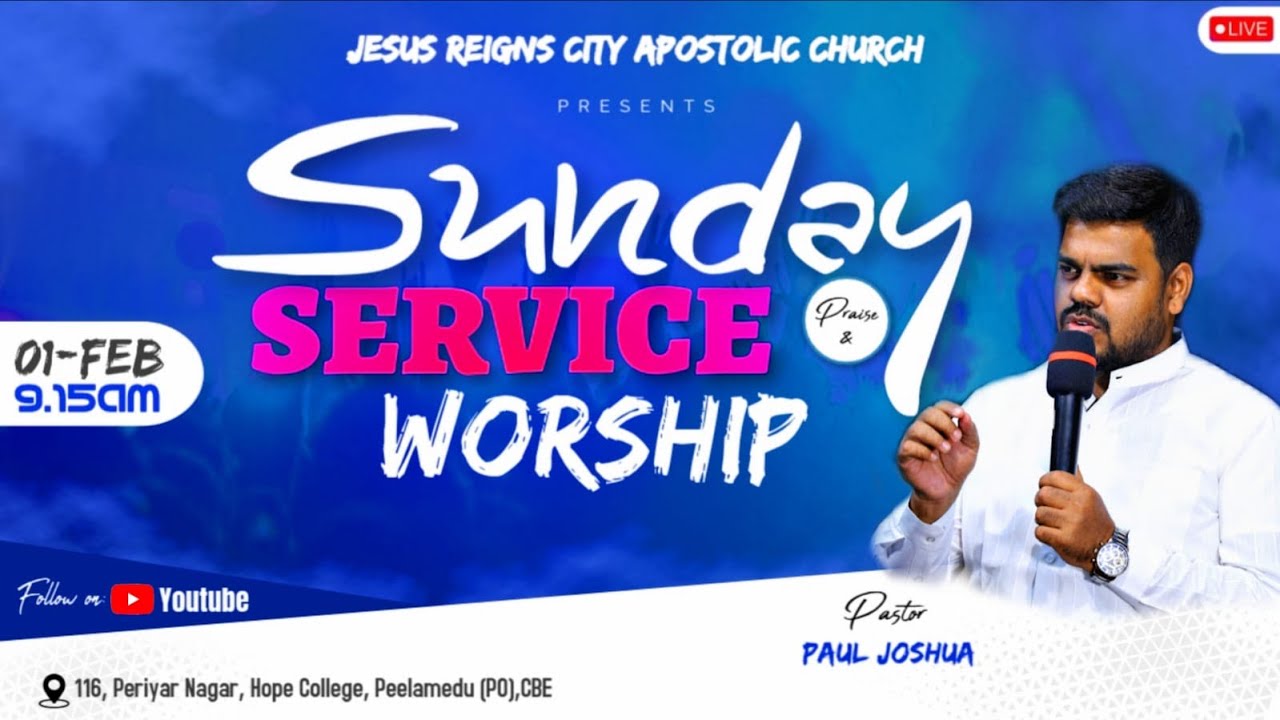 SUNDAY SERVICE 01 FEB 2026 | JRCAC | Jesus Reigns City Apostolic Church | Pas.PAULJOSHUA | LIVE