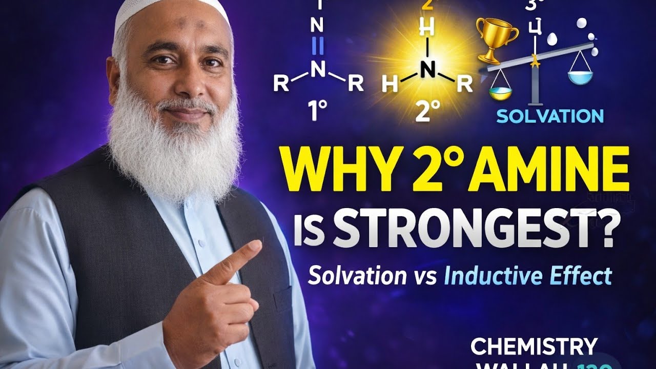 Amine Basicity: Why 2° Amine is Strongest? Solvation vs Inductive Effect @ChemistryWallah120 Mdcat