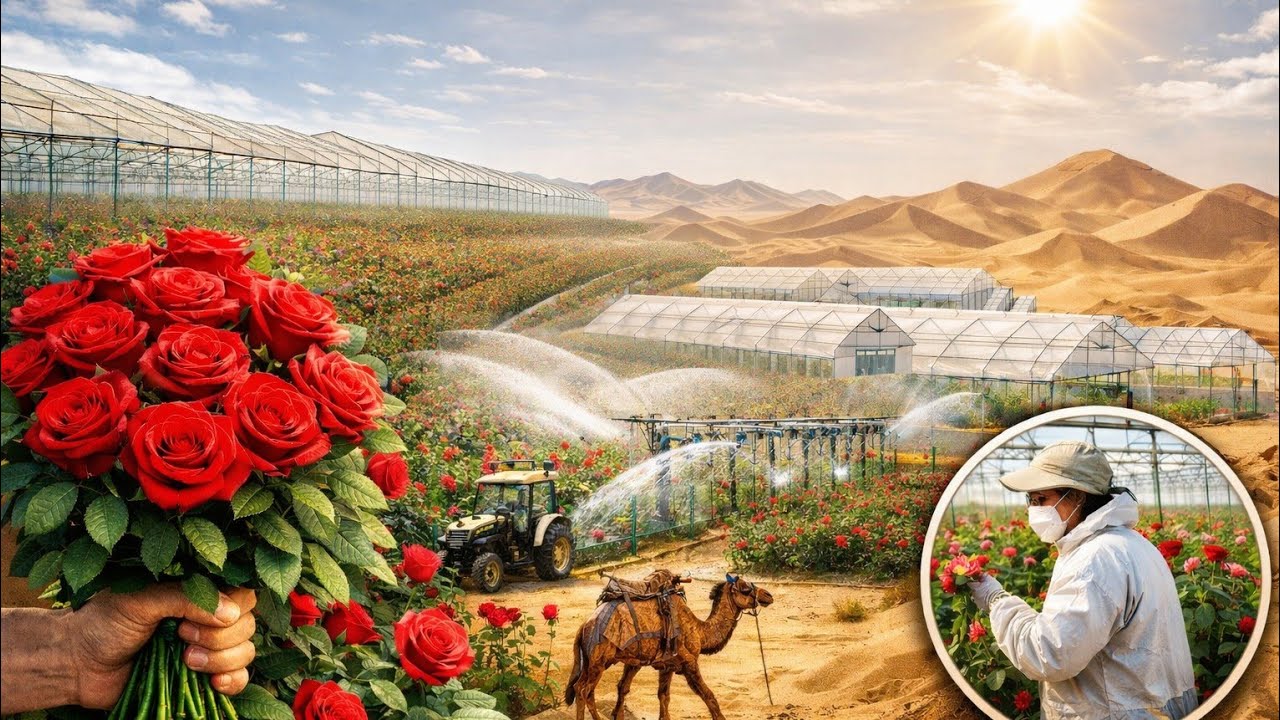How They Grow MILLIONS of Roses in the Desert 🏜️ &rarr; 🌹 | Modern Agriculture Explained #DesertFarming