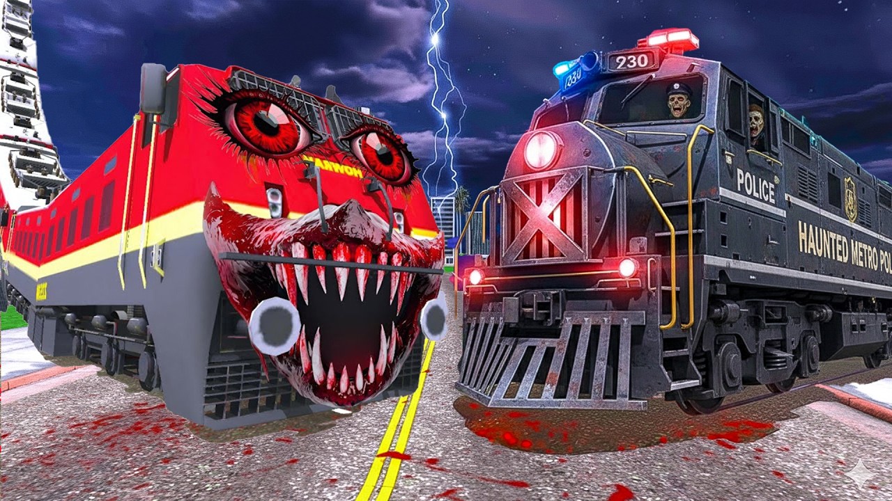 Police Train Attack Haunted Train in Indian Bikes Driving 3d