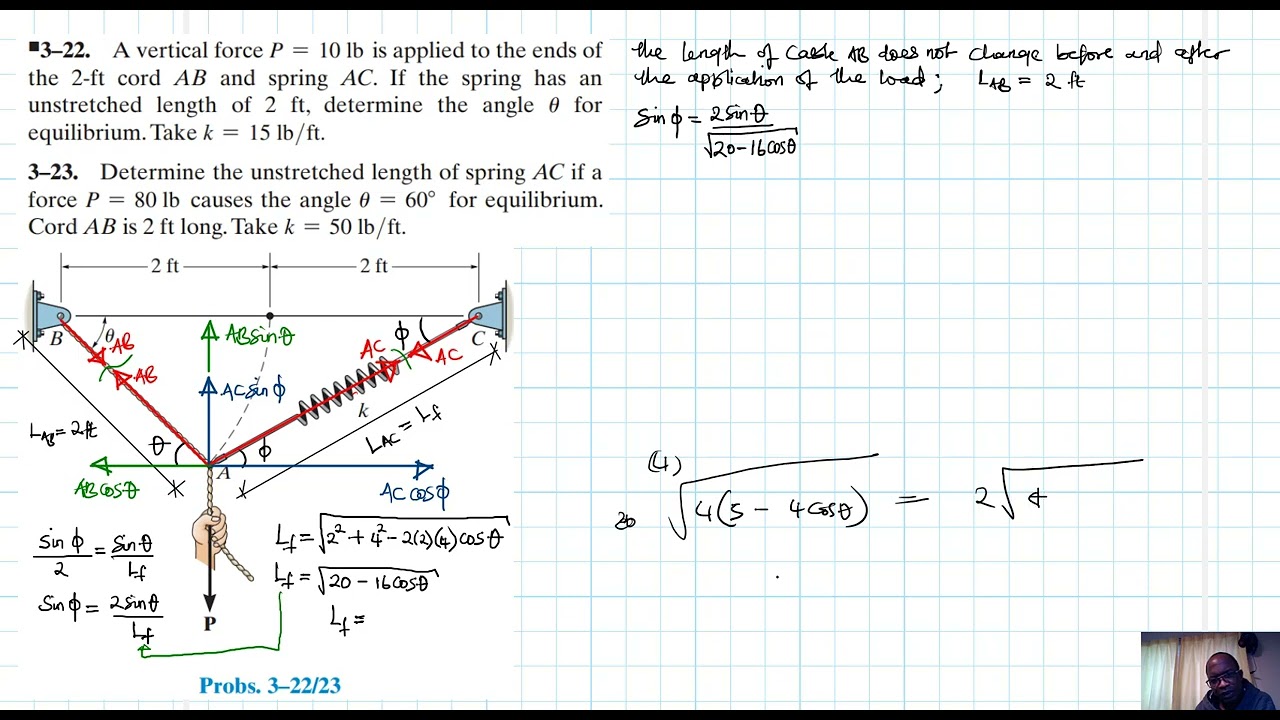 3–22, 3–23 Equilibrium of a Particle (Chapter 3: Hibbeler Statics) Benam Academy
