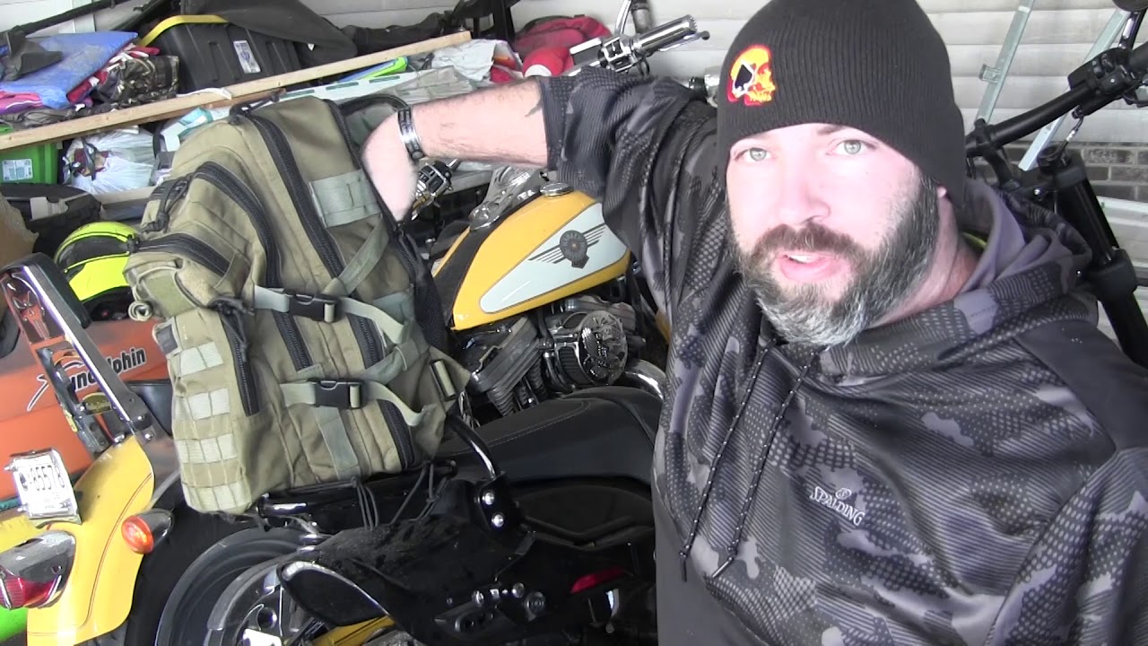Turn a backpack into a sissy bar bag for $0