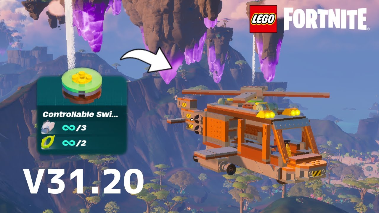How to make a helicopter using new parts in LEGO Fortnite! V31.20
