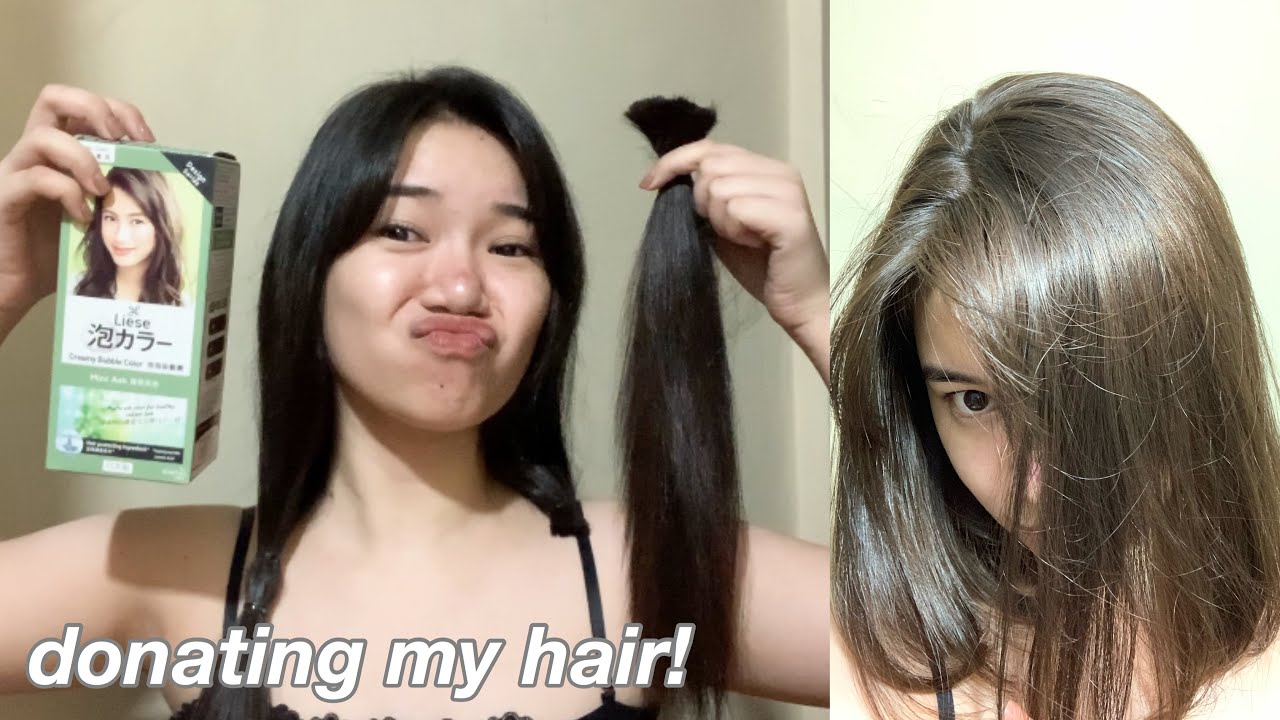 ginupitan at kinulayan ko sarili ko! (donating my hair to kids w/ cancer) + Liese Bubble Hair Color
