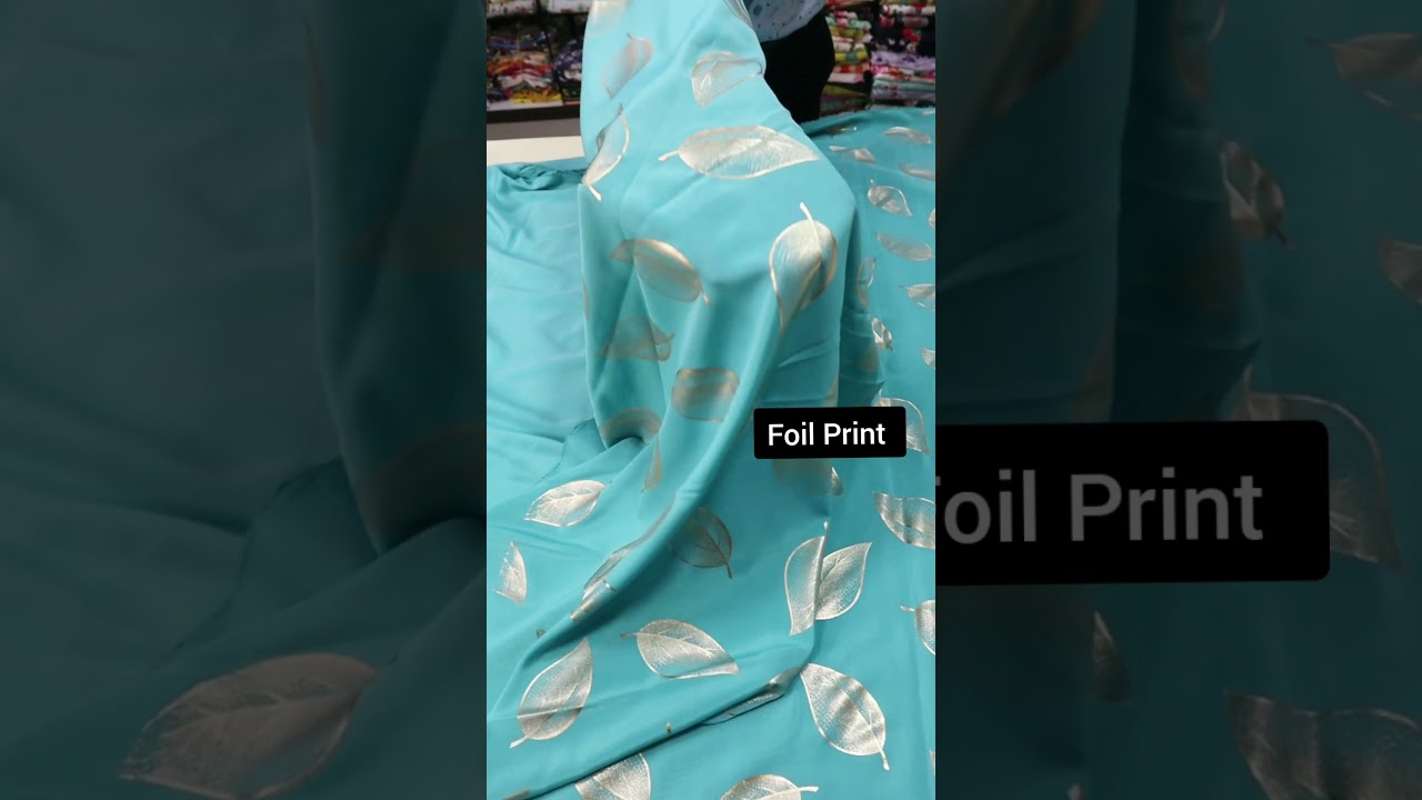 Foil Print textile French Crepe fabric natural crepe fabric #shorts