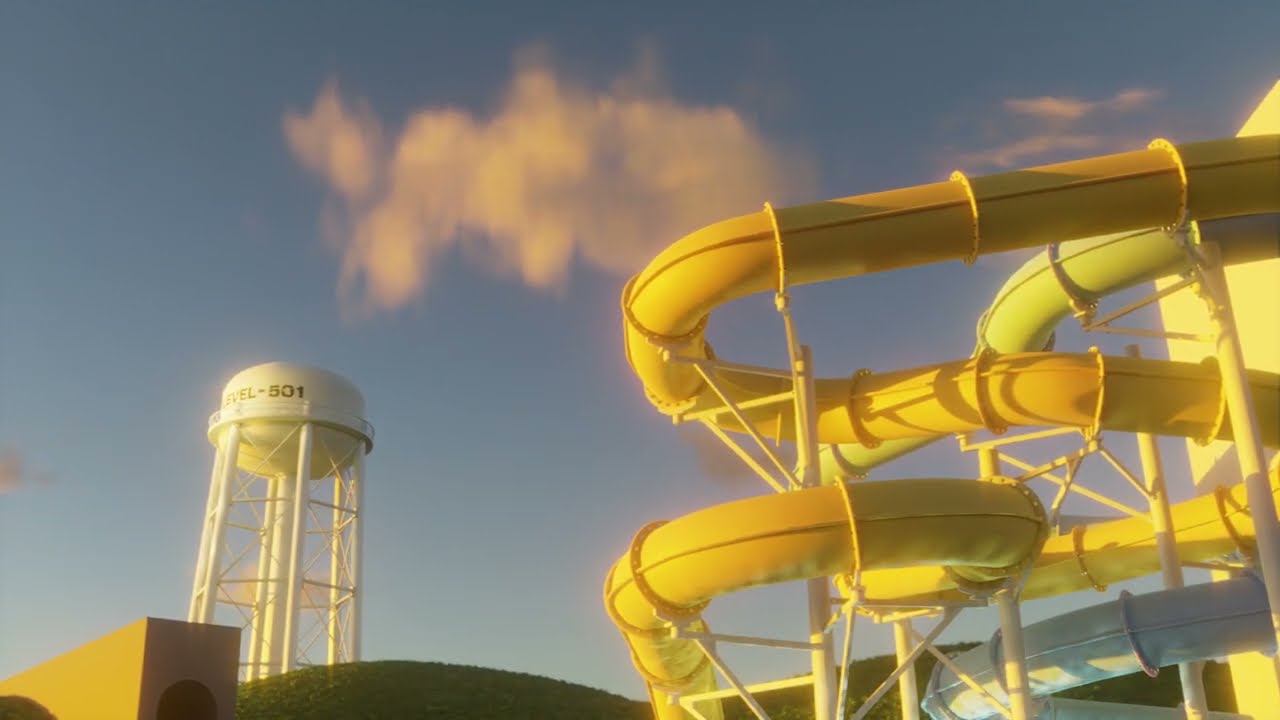 Waterpark Ambience | Pool Sounds at Sunset for Sleep, Relax, Study | 3 HOURS
