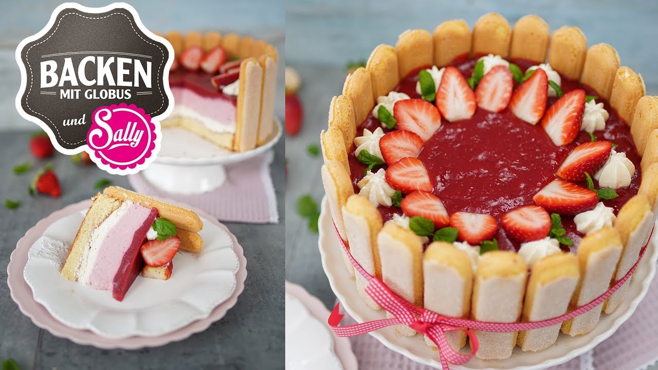 Erdbeer-Charlotte mit Erdbeersahne | Backen mit Globus & Sallys Welt #54